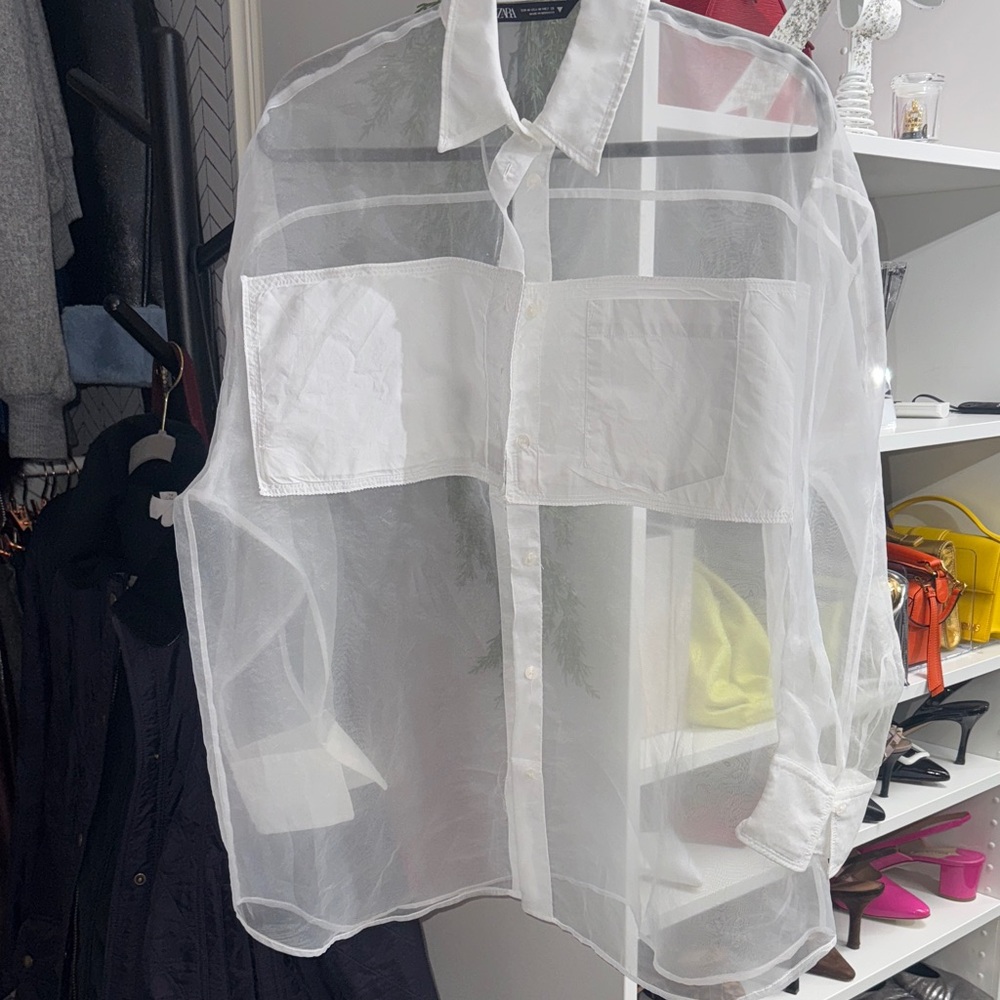 Not For Sale - Zara Sheer White Casual Button-Down Shirt